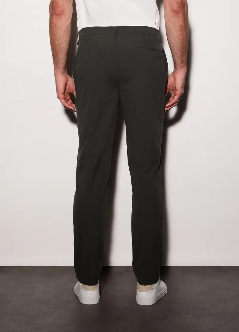 Pantaloni Chino Slim Fit In Tessuto Tecnico Uomo, Verde antracite miniatura 2