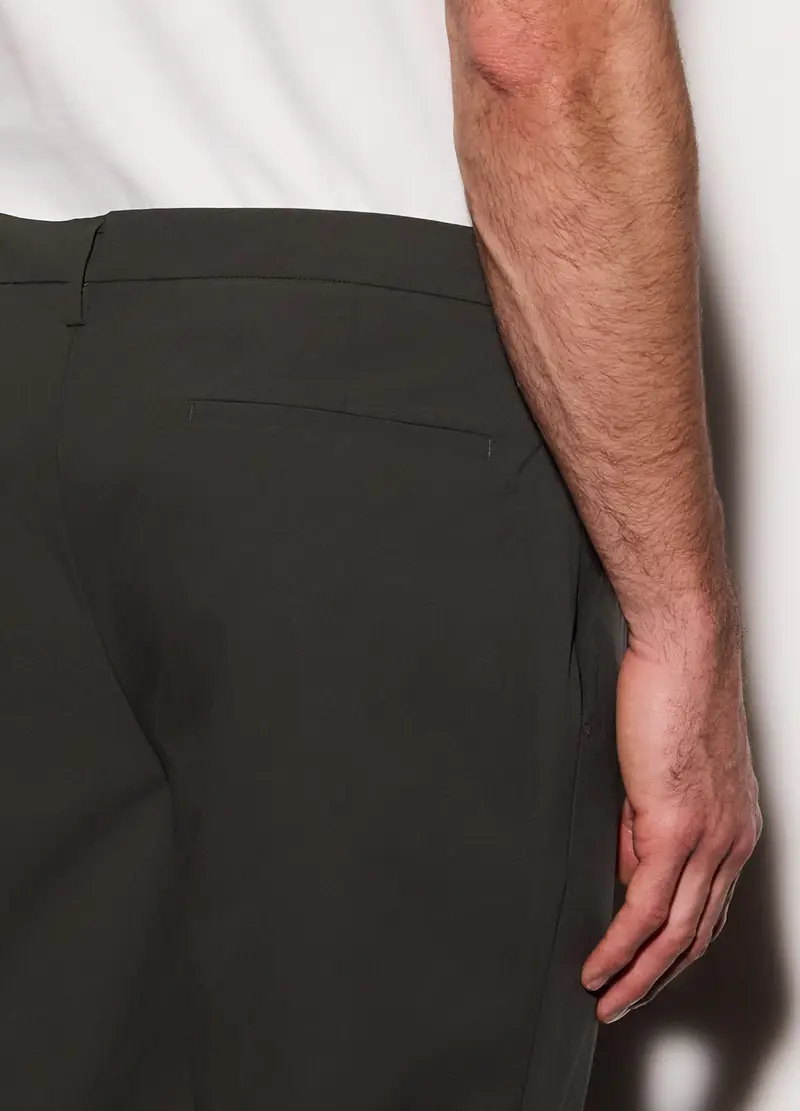 Pantaloni Chino Slim Fit In Tessuto Tecnico Uomo, Verde antracite miniatura 3