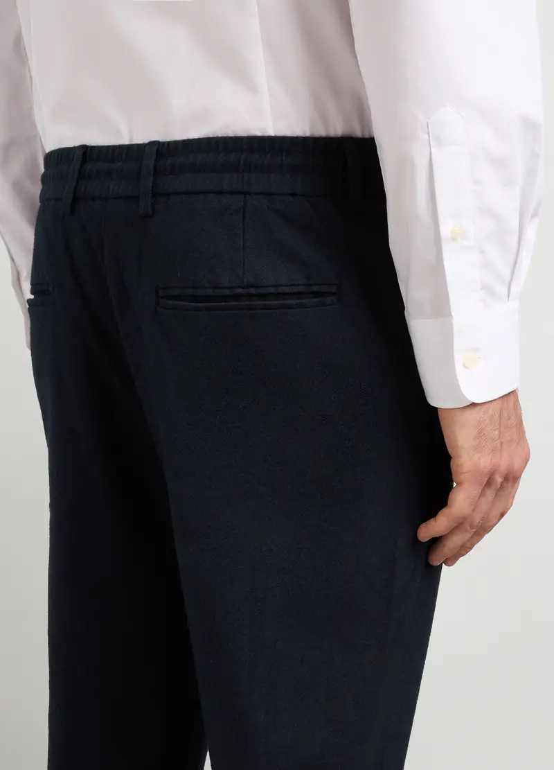 Pantaloni Chino Slim Fit In Twill Di Cotone Stretch, Uomo, Blu navy miniatura 3