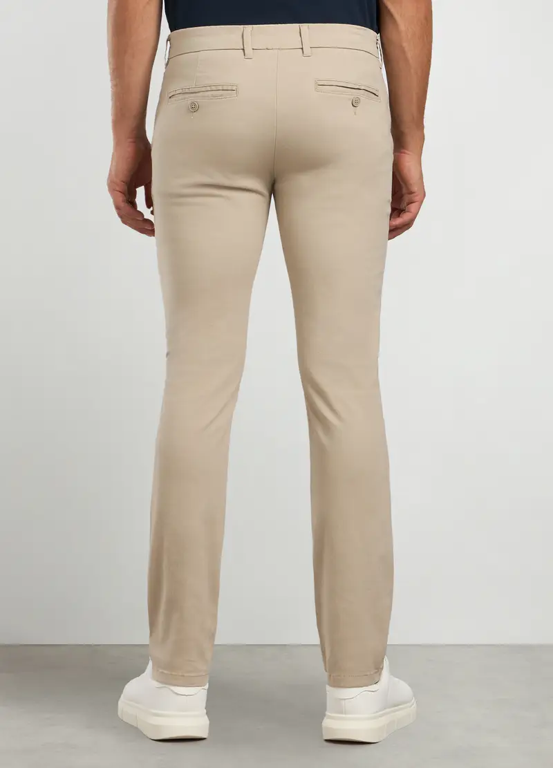 Pantaloni Chino Slim Fit In Twill Stretch Uomo, Beige miniatura 2