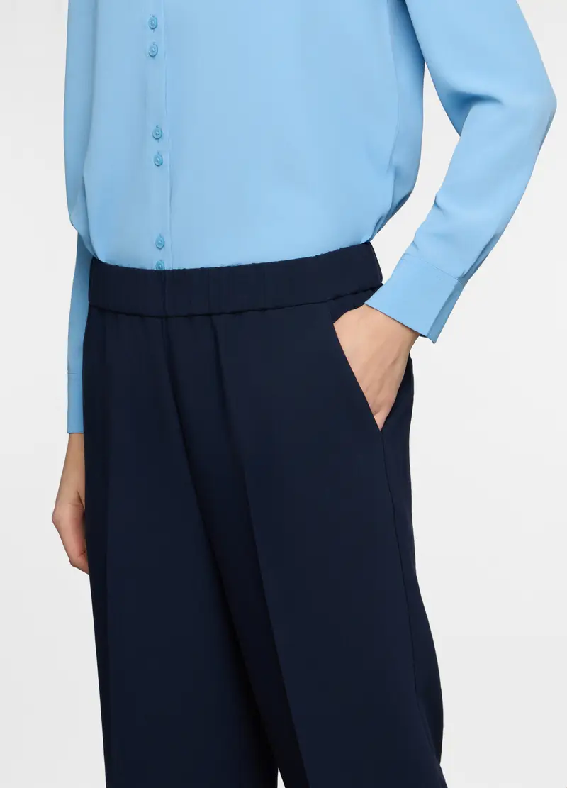 Pantaloni Comfort Fit Misto Viscosa Donna, Blu navy miniatura 3