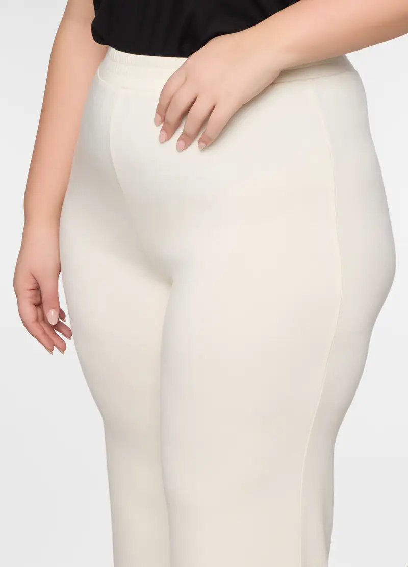 Pantaloni Comfort Fit Stretch Donna Curvy, Bianco panna miniatura 3