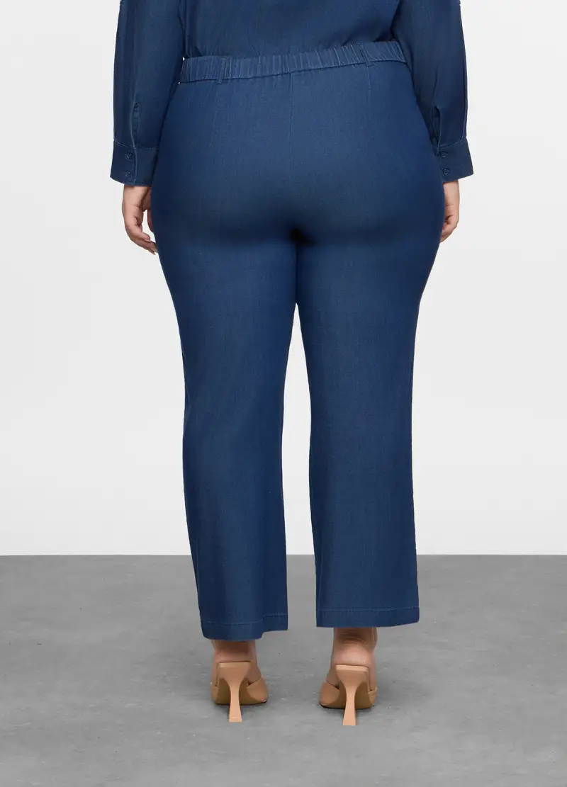 Pantaloni Confort Fit In Denim Misto Lyocell Donna Curvy, Blu denim miniatura 2