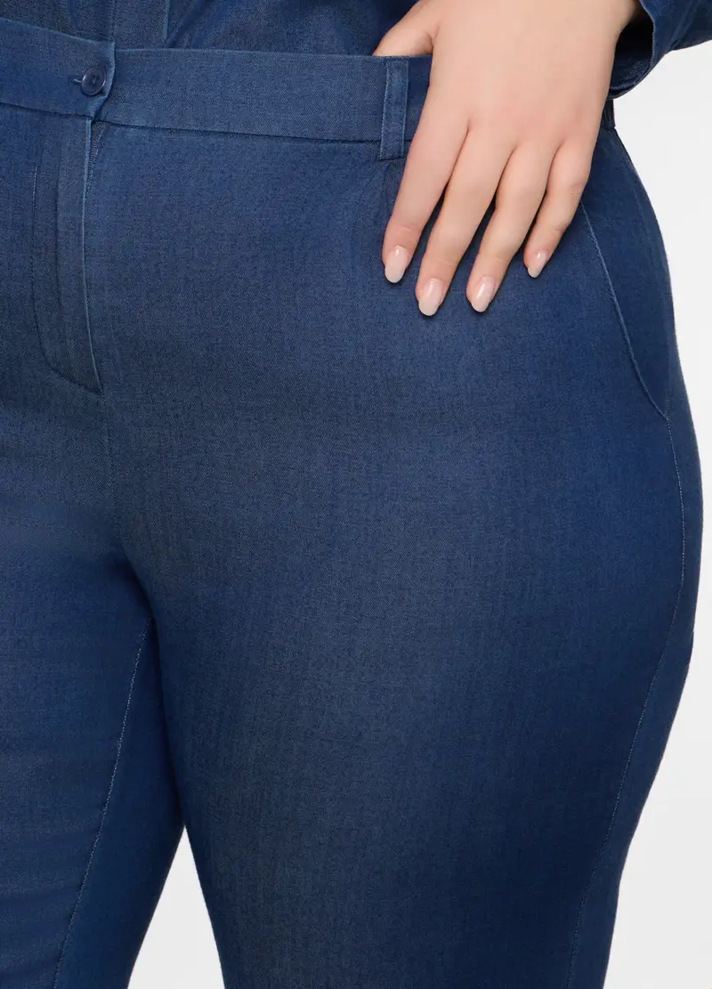 Pantaloni Confort Fit In Denim Misto Lyocell Donna Curvy, Blu denim miniatura 3