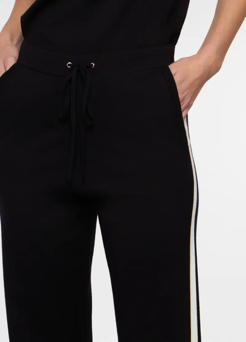 Pantaloni Confort Fit In Punto Milano Stretch Donna, Nero/Bianco miniatura 3