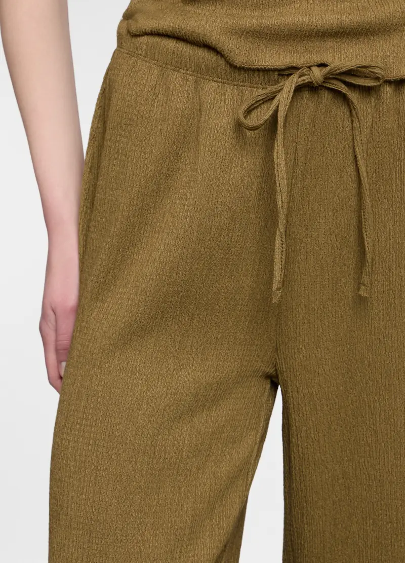 Pantaloni Crepe Misto Viscosa Comfort Fit Donna, Verde oliva miniatura 3