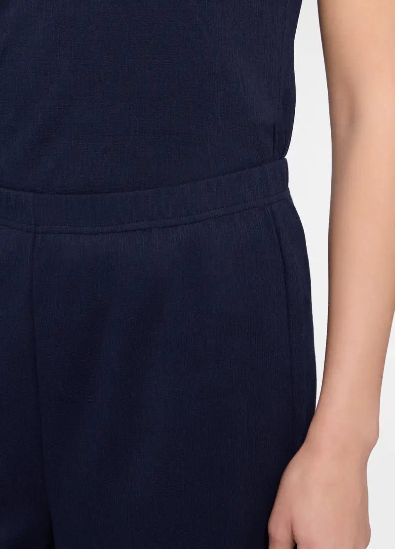 Pantaloni Crinkle Relaxed Fit In Maglia Stretch Donna, Blu navy miniatura 3