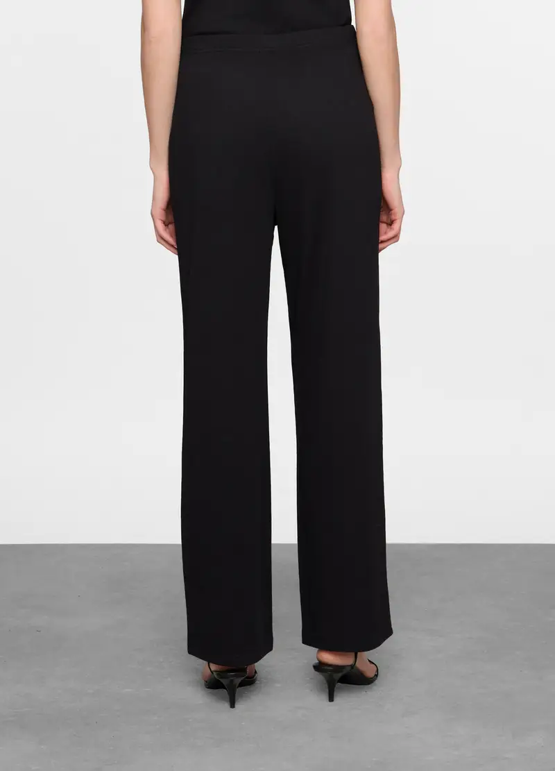 Pantaloni Crinkle Relaxed Fit In Maglia Stretch Donna, Nero miniatura 2