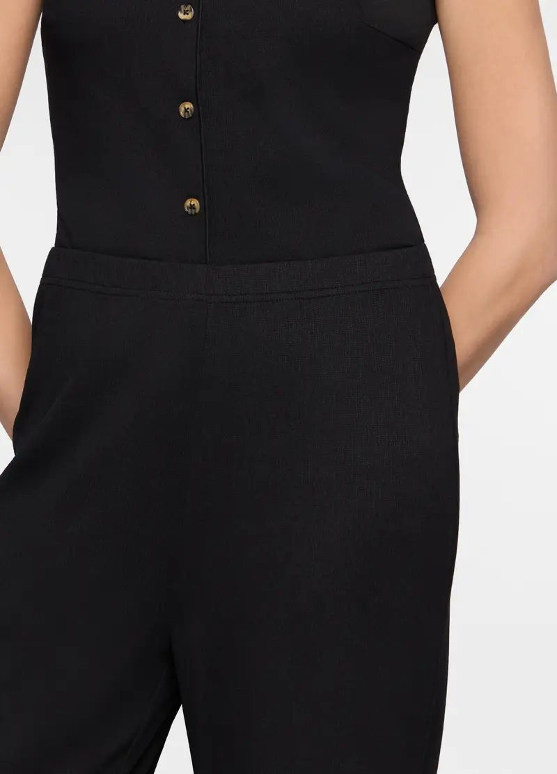 Pantaloni Crinkle Relaxed Fit In Maglia Stretch Donna, Nero miniatura 3