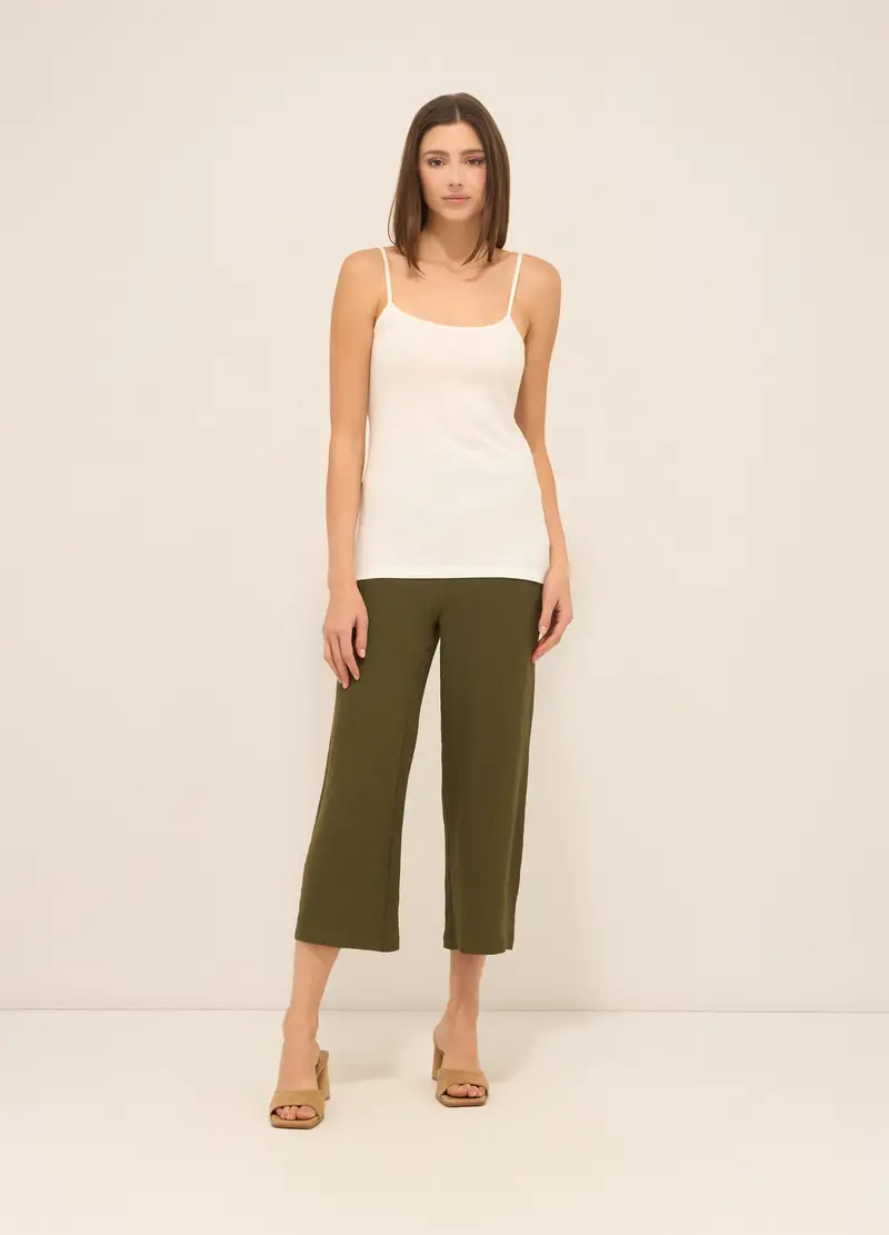 Pantaloni Cropped Donna, Verde oliva