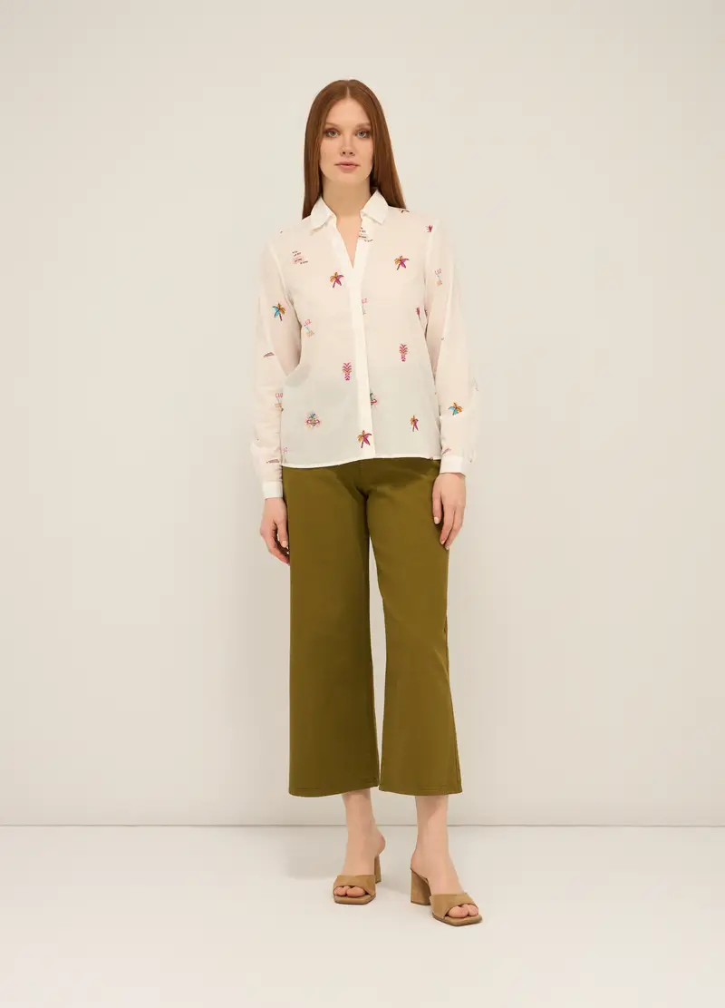 Upim, Pantaloni Cropped In Denim Di Puro Cotone Donna, Verde oliva, Taglia: 38