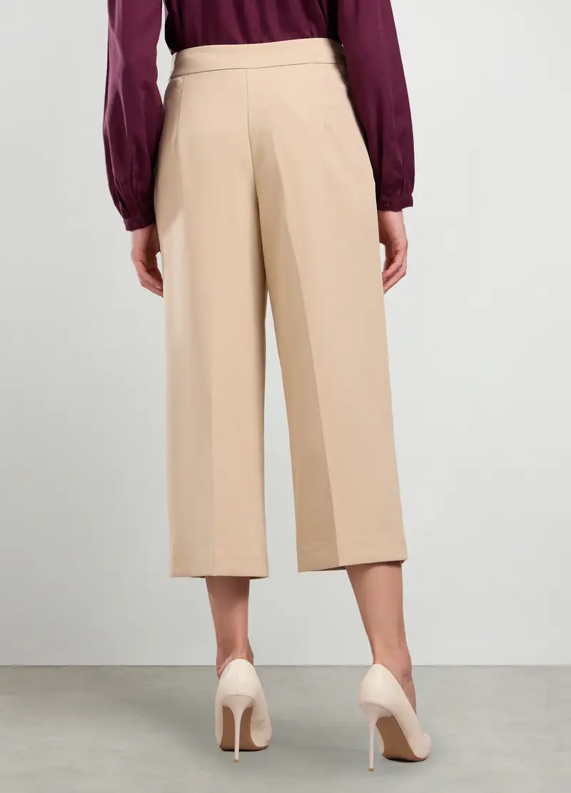 Pantaloni Cropped In Tessuto Stretch Donna, Beige chiaro miniatura 2