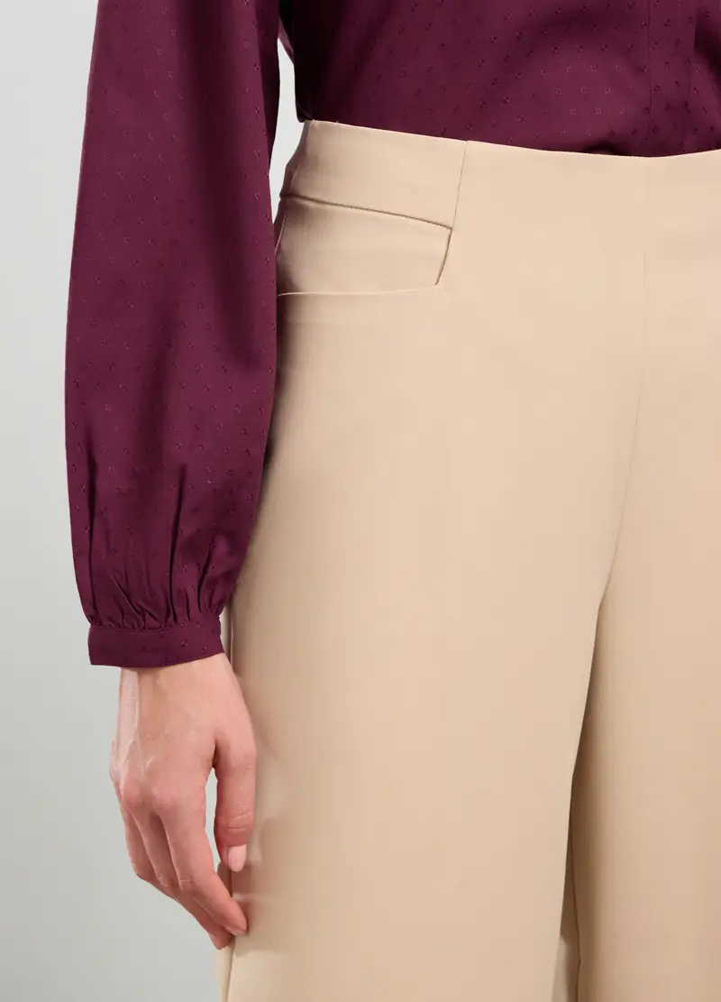 Pantaloni Cropped In Tessuto Stretch Donna, Beige chiaro miniatura 3