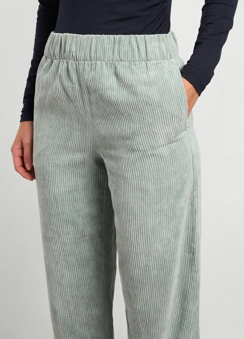 Pantaloni Cropped In Velluto A Costine Donna, Verde salvia miniatura 3