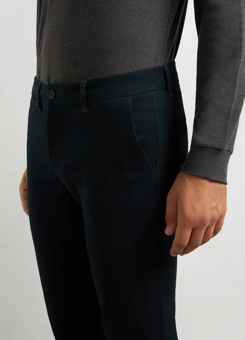 Pantaloni Extra Slim Fit In Twill Stretch Uomo, Blu scuro miniatura 3