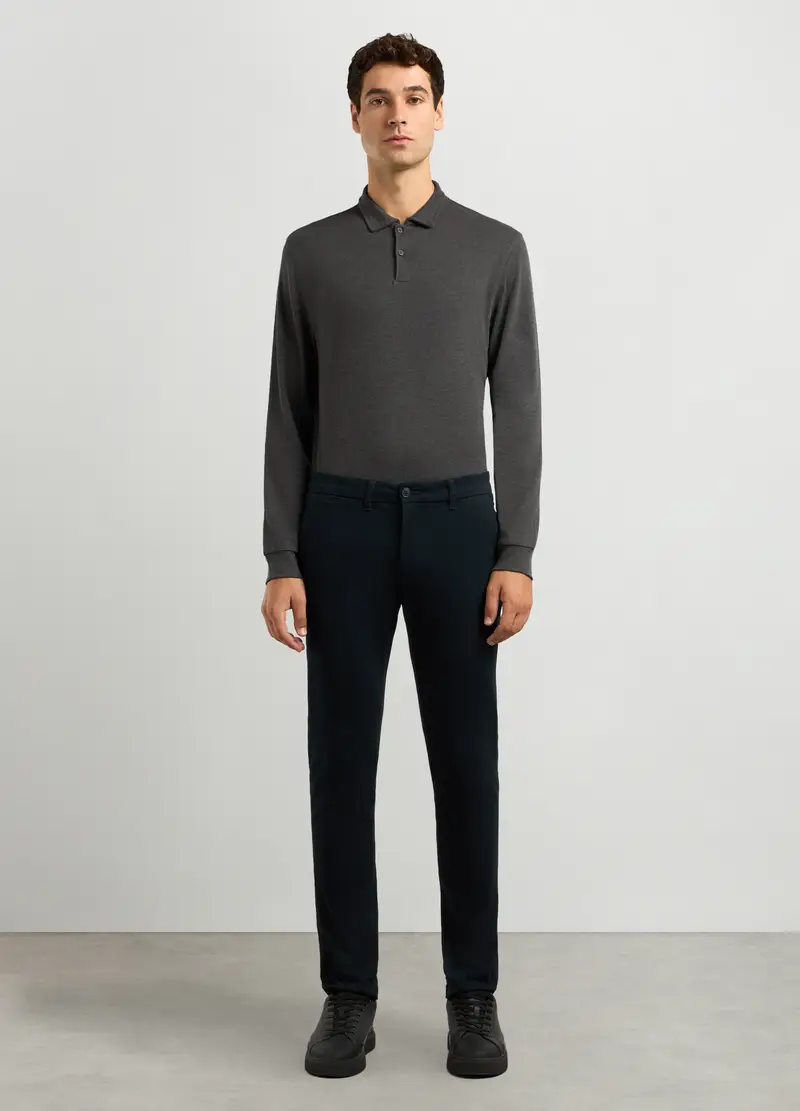 Pantaloni Extra Slim Fit In Twill Stretch Uomo, Blu scuro