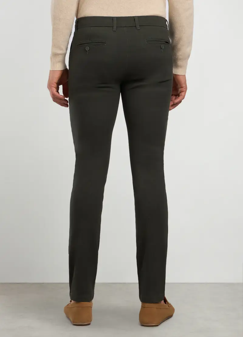 Pantaloni Extra Slim Fit In Twill Stretch Uomo, Verde scuro miniatura 2