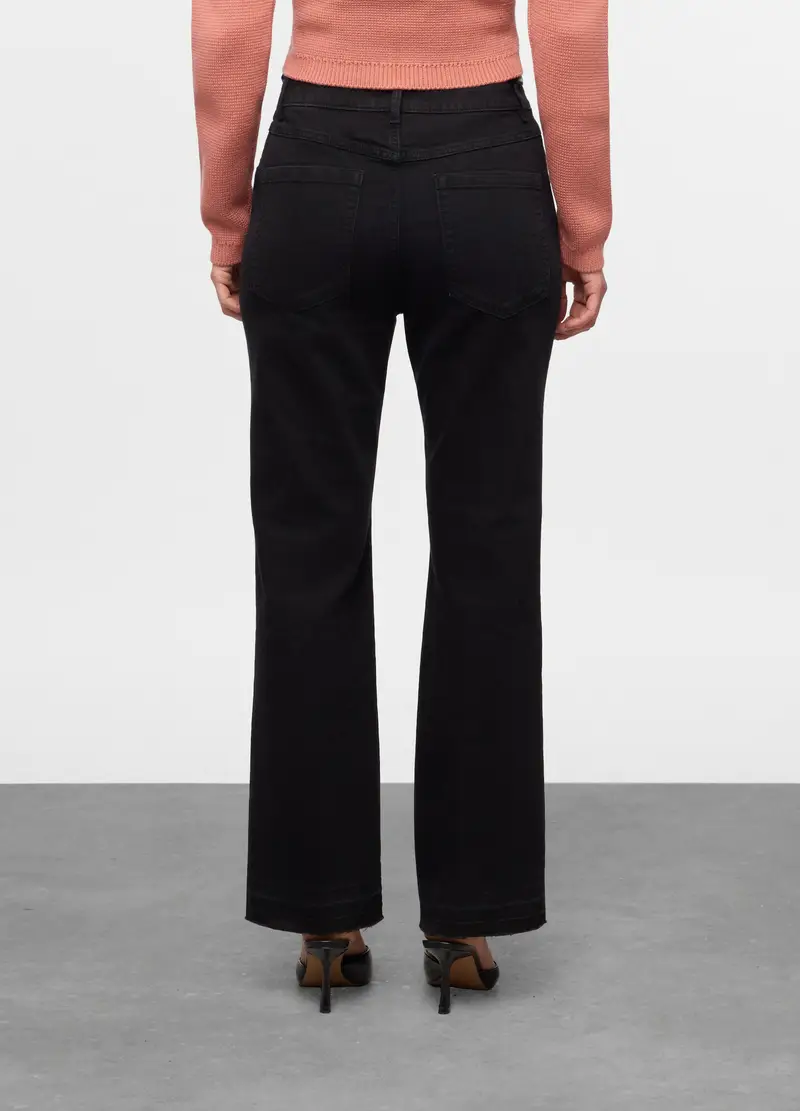 Pantaloni Flare Fit In Denim Stretch Donna, Nero miniatura 2