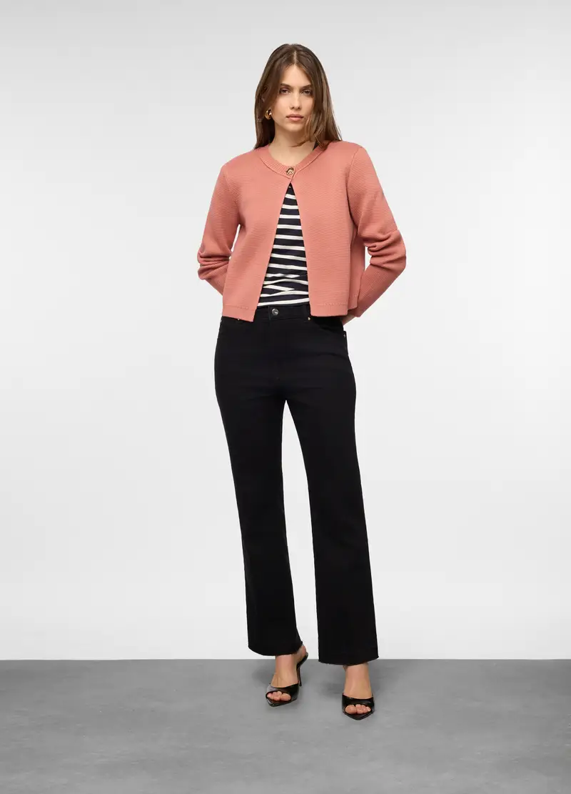 Pantaloni Flare Fit In Denim Stretch Donna, Nero