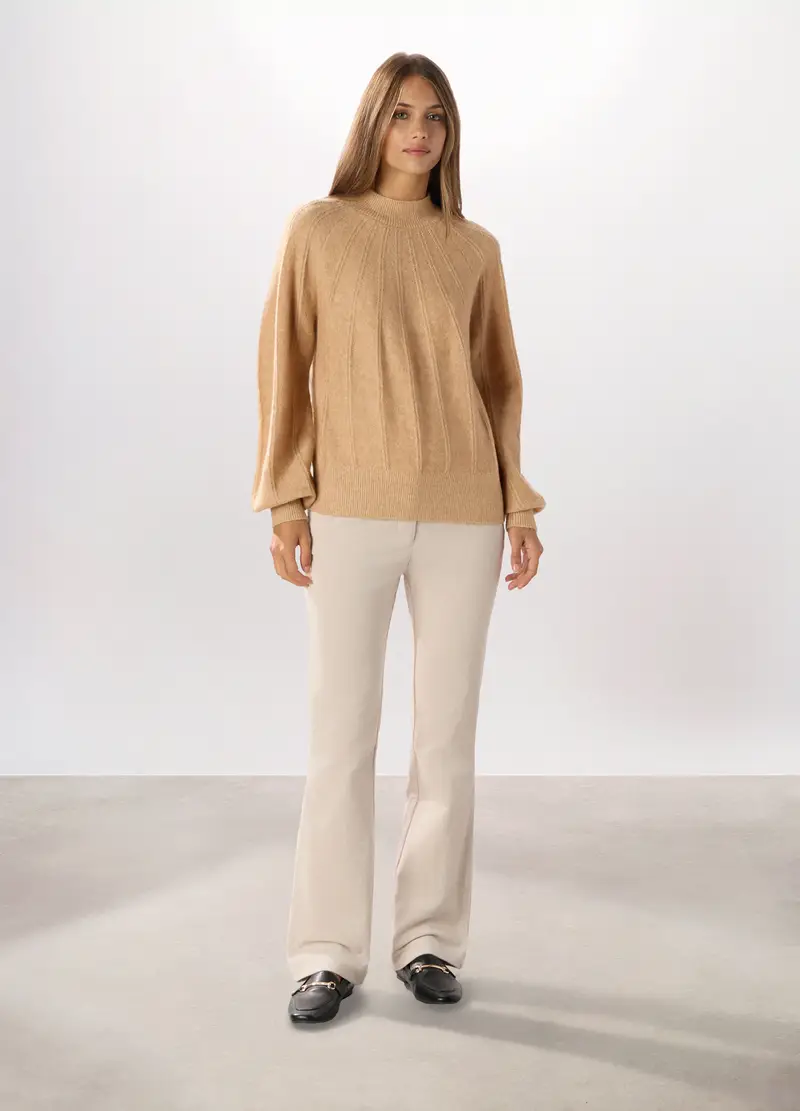 Pantaloni Flare Fit In Velluto A Coste Donna, Bianco avorio