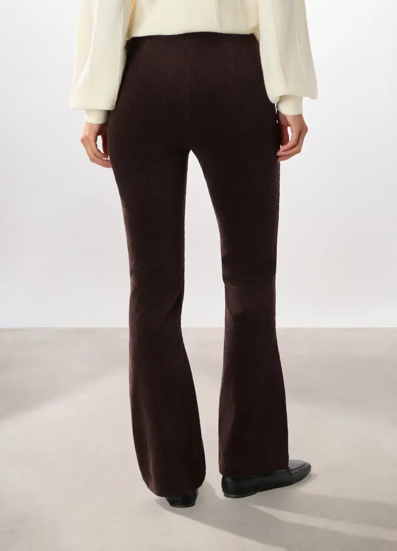 Pantaloni Flare Fit In Velluto A Coste Donna, Marrone cioccolato miniatura 2