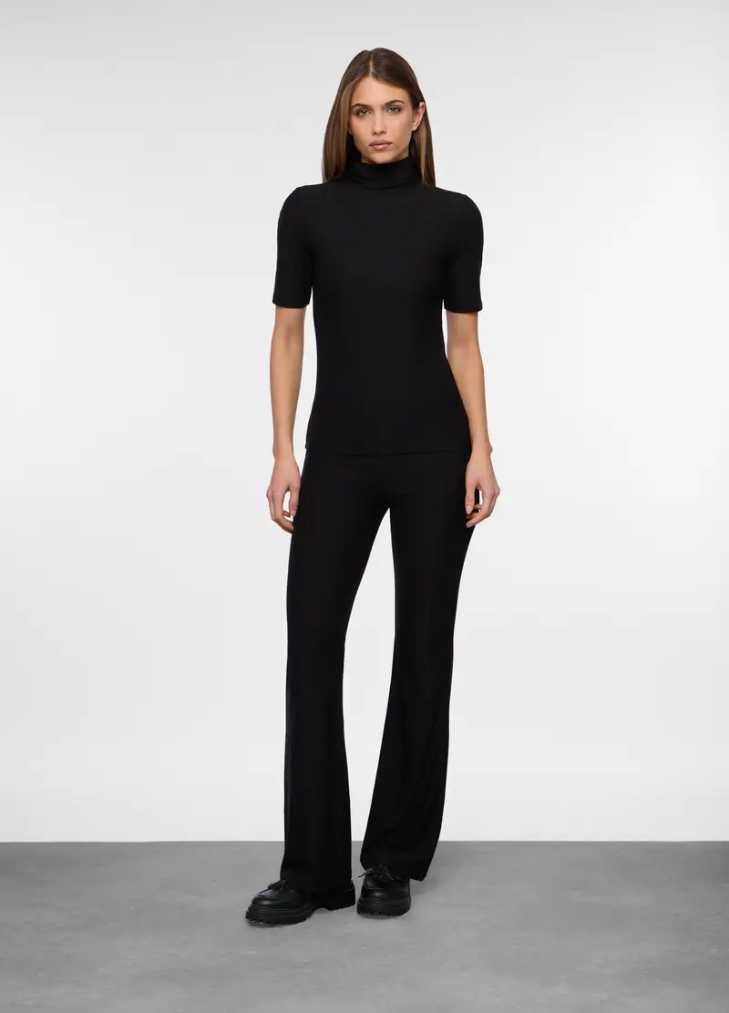 Pantaloni Flare Fit Stretch Donna, Nero