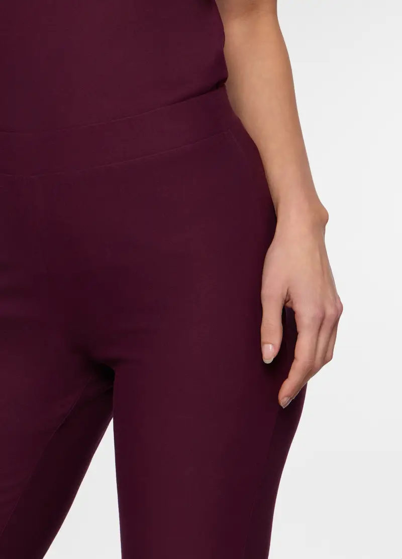 Pantaloni Flare Fit Stretch Donna, Rosso bordeaux miniatura 3