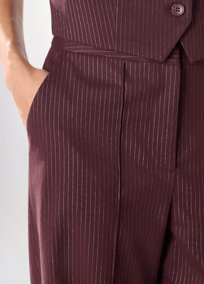 Upim, Pantaloni Gessati In Poli Viscosa Donna, Marrone cioccolato, Taglia: XS miniatura 2