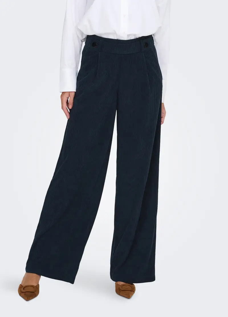 Pantaloni In Costina Di Velluto Donna, Unisex, Blu scuro miniatura 2