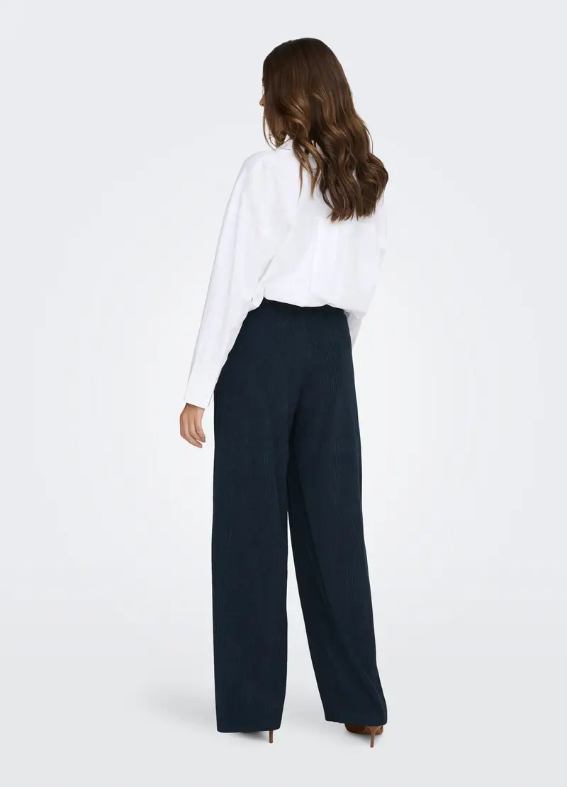 Pantaloni In Costina Di Velluto Donna, Unisex, Blu scuro miniatura 3