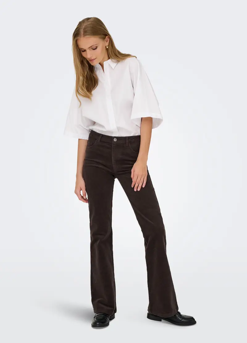 Pantaloni In Costina Di Velluto Donna, Unisex, Marrone cioccolato