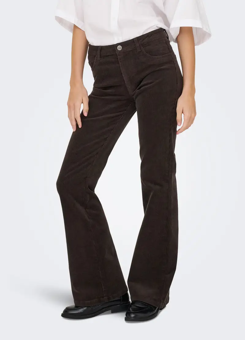 Pantaloni In Costina Di Velluto Donna, Unisex, Marrone cioccolato miniatura 3