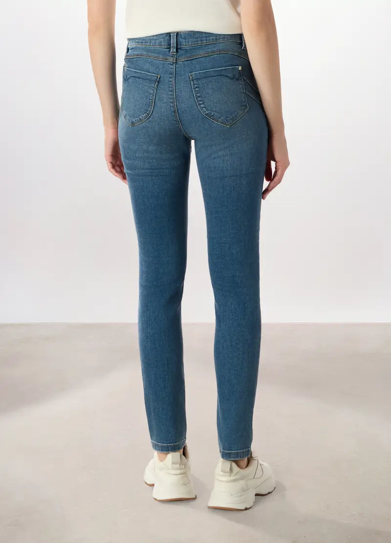 Pantaloni In Cotone Stretch Donna, Blu chiaro miniatura 2