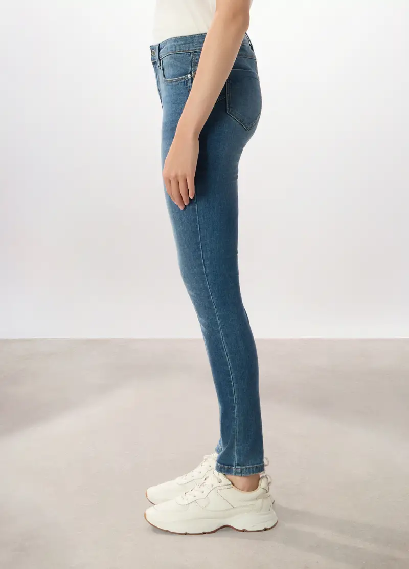 Pantaloni In Cotone Stretch Donna, Blu chiaro miniatura 3