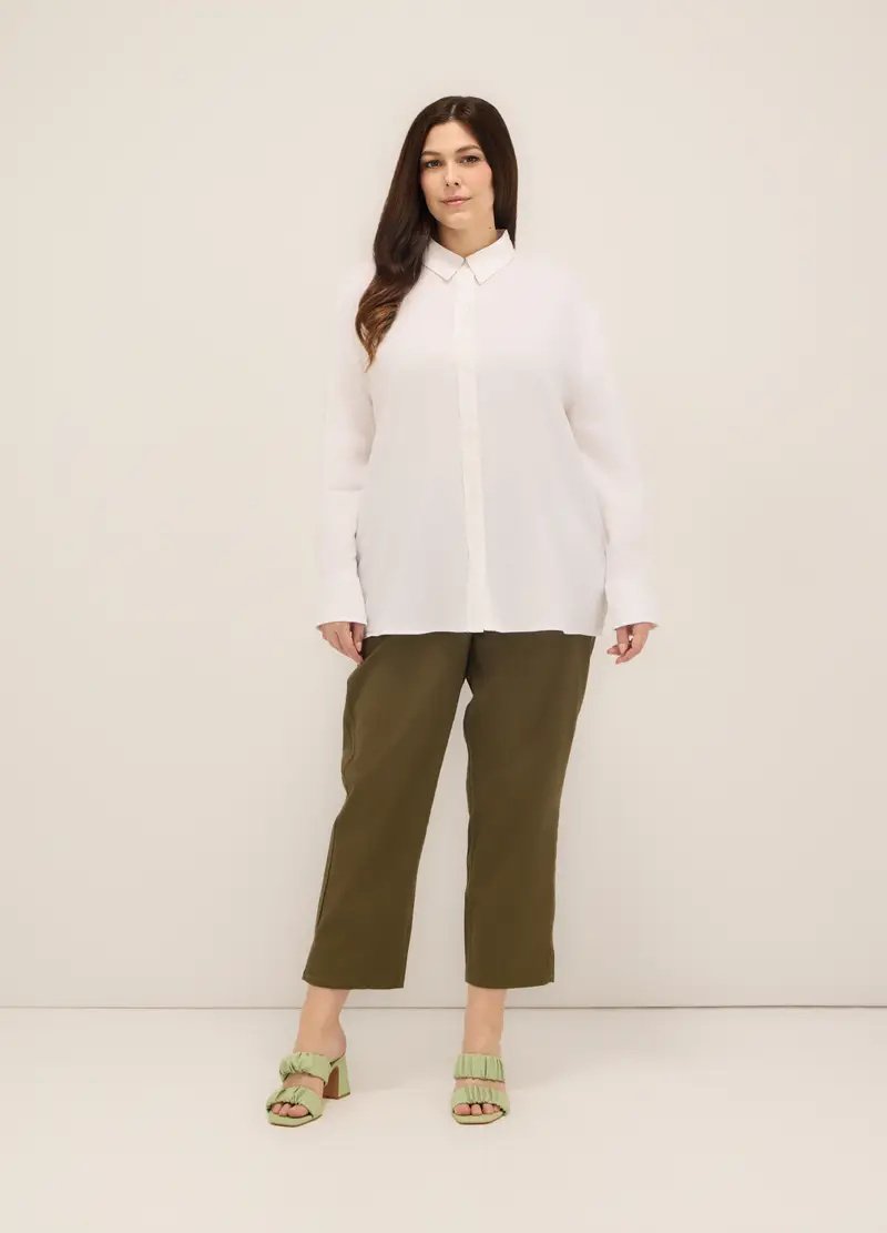 Upim, Pantaloni In Cotone Stretch Donna Curvy, Verde oliva, Taglia: 41