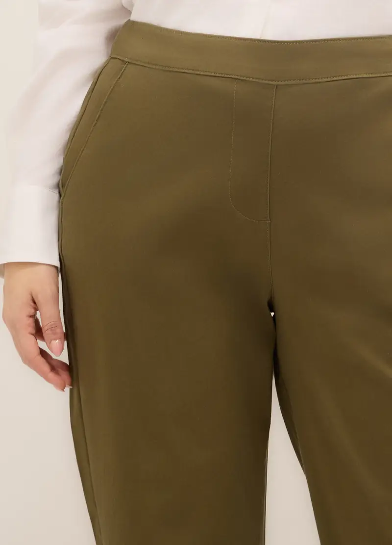 Upim, Pantaloni In Cotone Stretch Donna Curvy, Verde oliva, Taglia: 41 miniatura 2