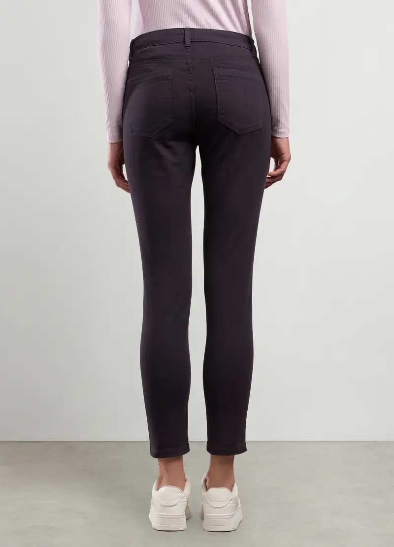 Pantaloni In Cotone Stretch Donna, Viola scuro miniatura 2