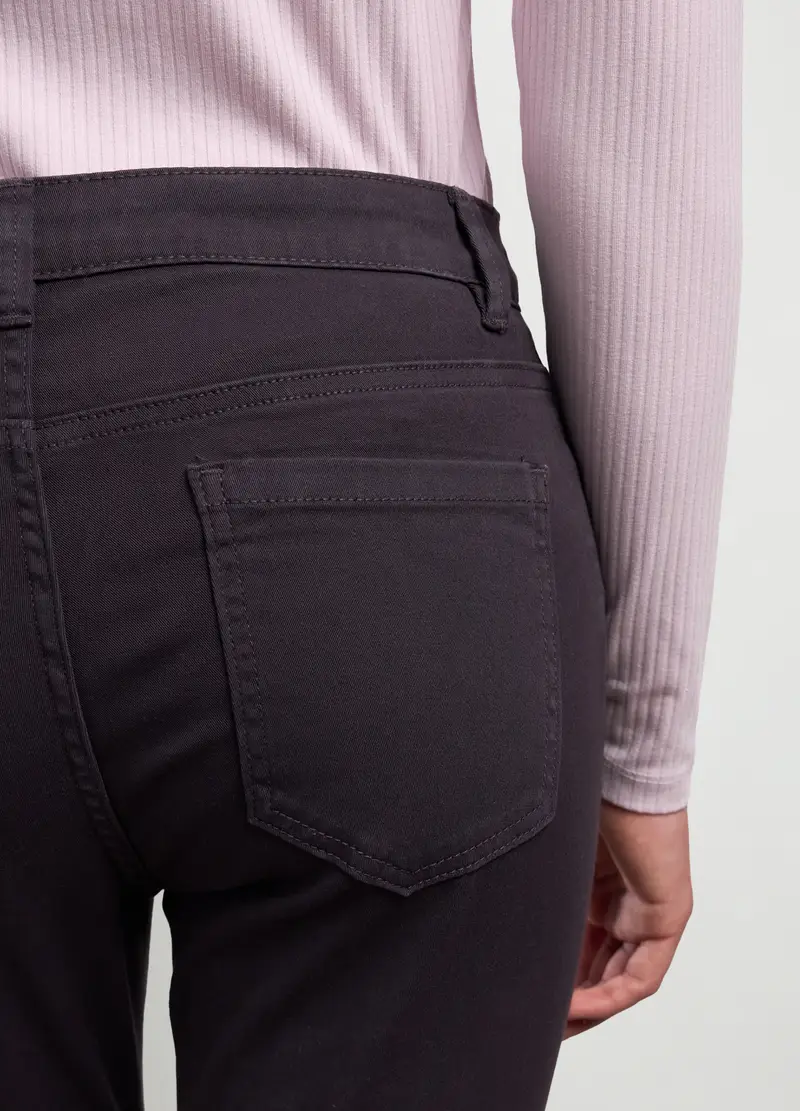 Pantaloni In Cotone Stretch Donna, Viola scuro miniatura 3