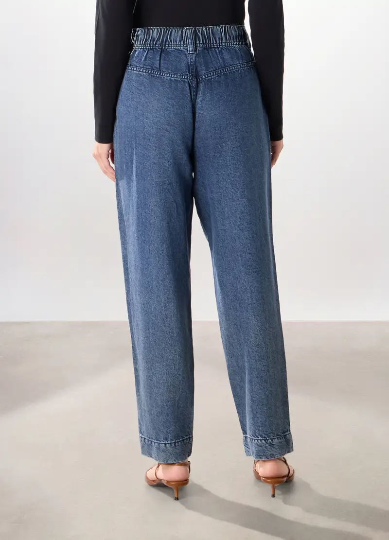 Pantaloni In Denim Di Pura Lyocell Donna, Azzurro chiaro miniatura 2