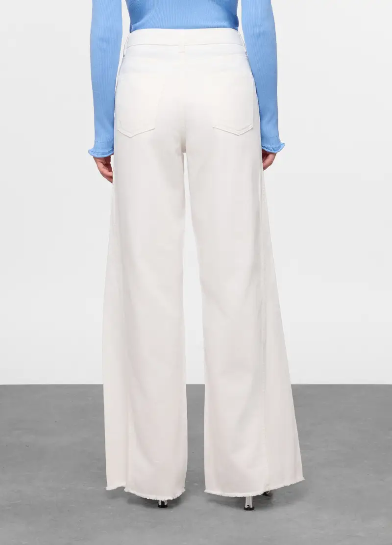 Pantaloni In Denim Di Puro Cotone Donna, Bianco gesso miniatura 2