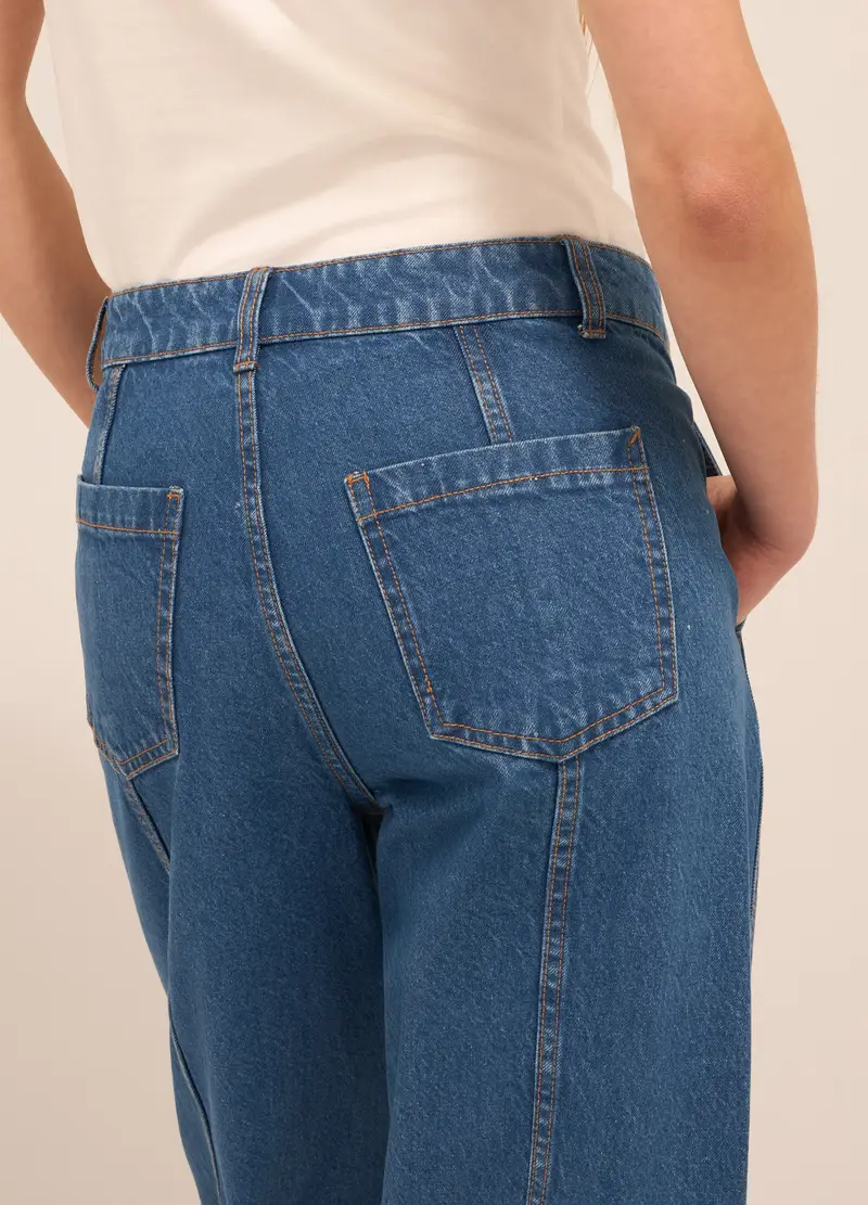 Upim, Pantaloni In Denim Di Puro Cotone Wide Leg Donna, Blu denim, Taglia: 38 miniatura 2