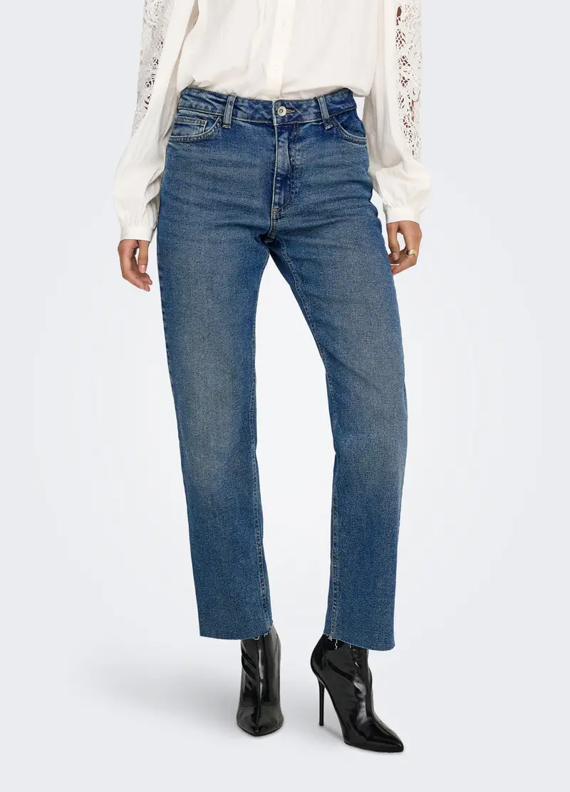 Pantaloni In Denim Donna, Unisex, Blu denim miniatura 3