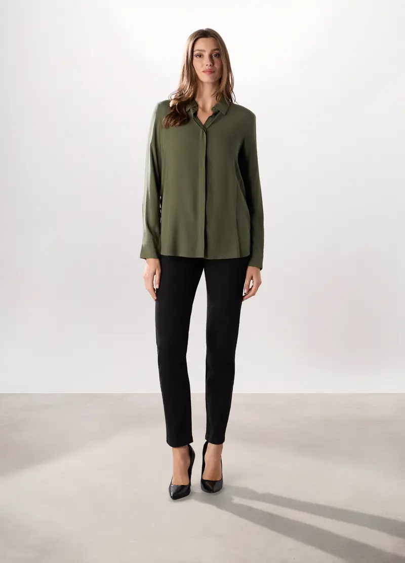 Pantaloni In Denim Misto Cotone Donna, Nero