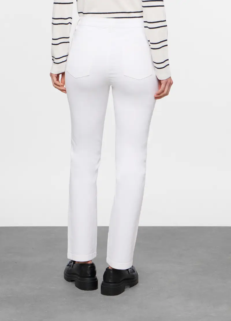 Pantaloni In Denim Stretch Donna, Bianco gesso miniatura 2