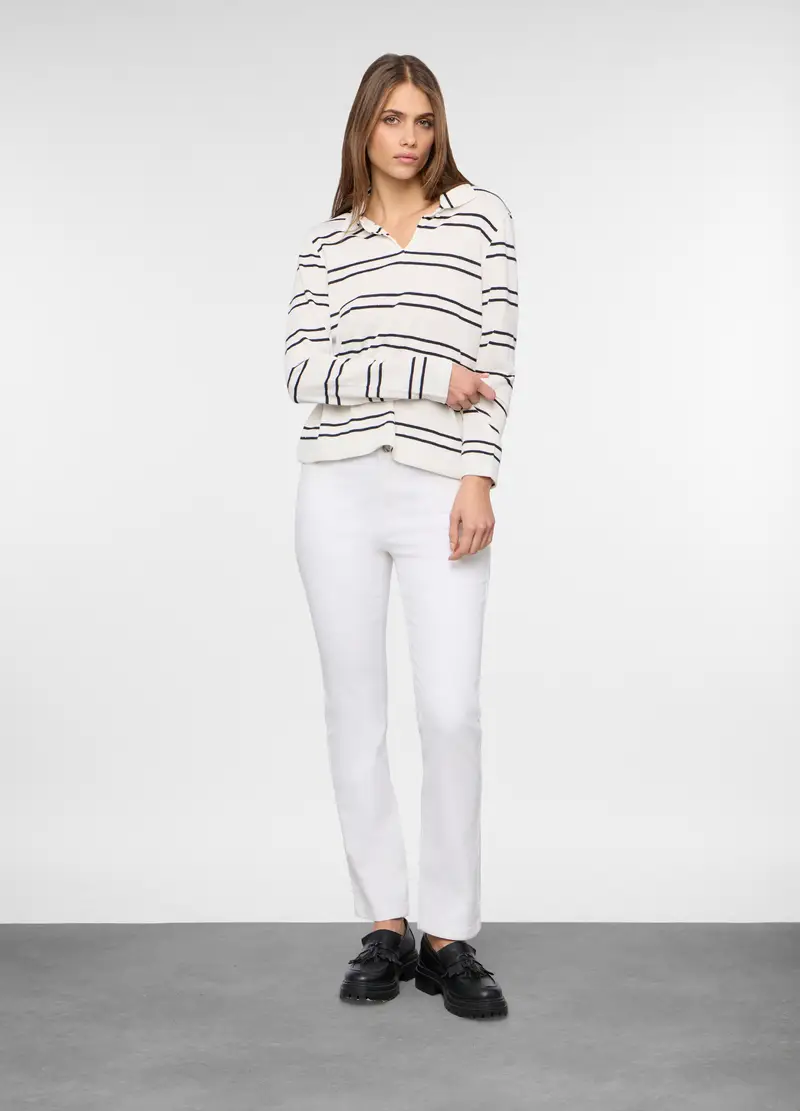 Pantaloni In Denim Stretch Donna, Bianco gesso