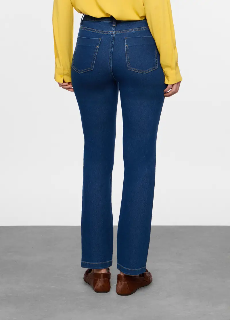 Pantaloni In Denim Stretch Donna, Blu denim miniatura 2
