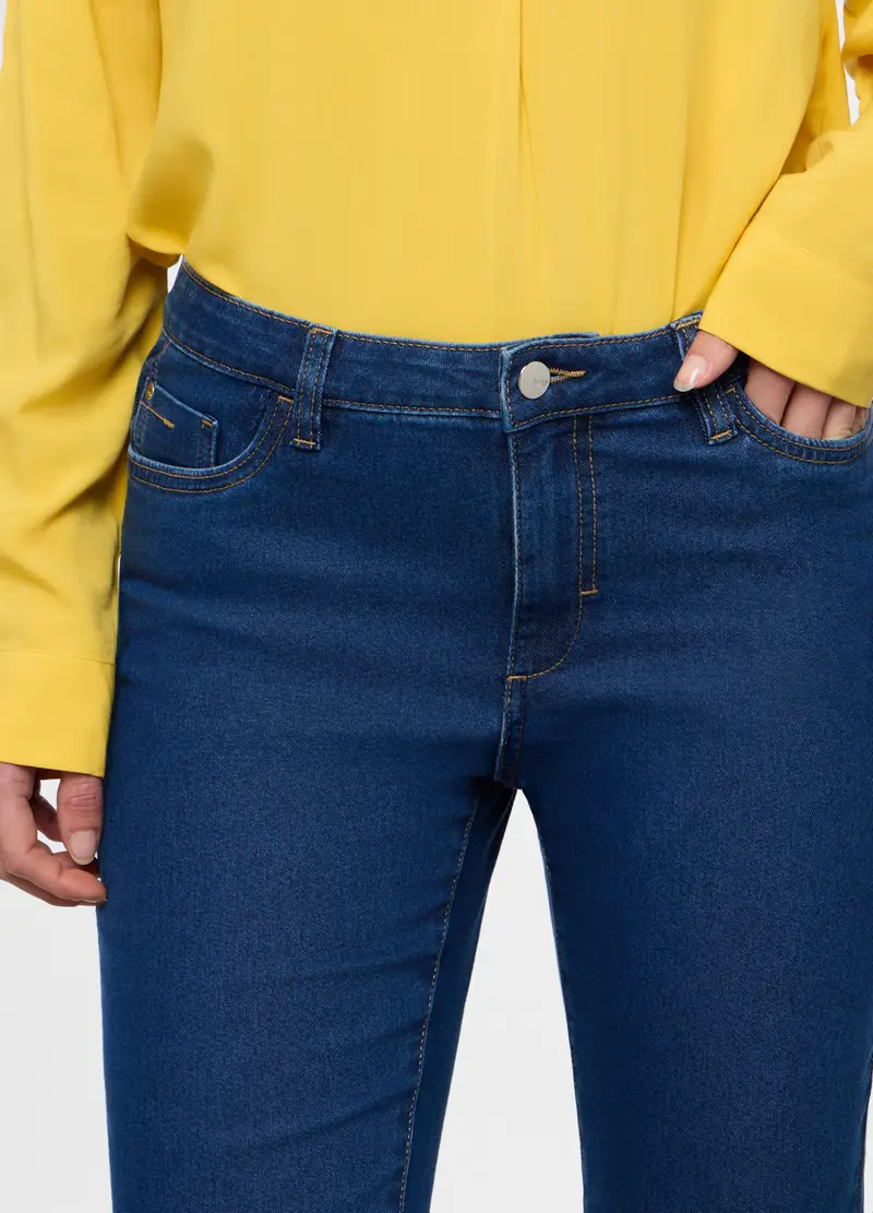Pantaloni In Denim Stretch Donna, Blu denim miniatura 3