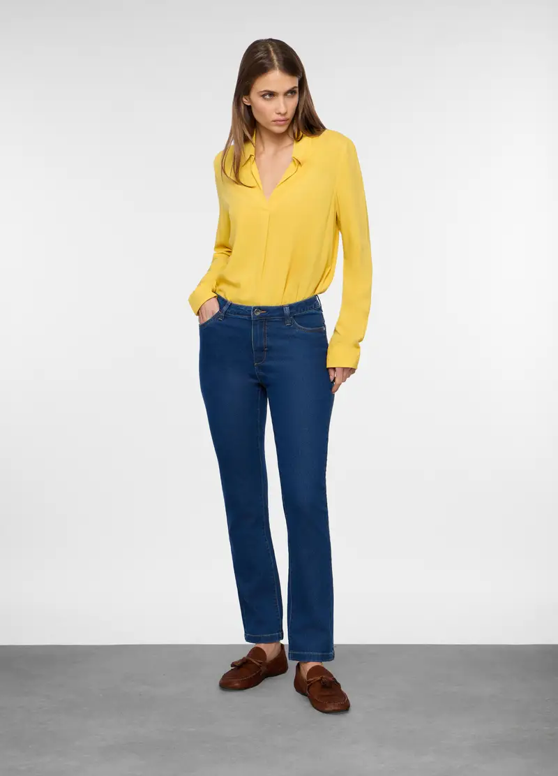 Pantaloni In Denim Stretch Donna, Blu denim