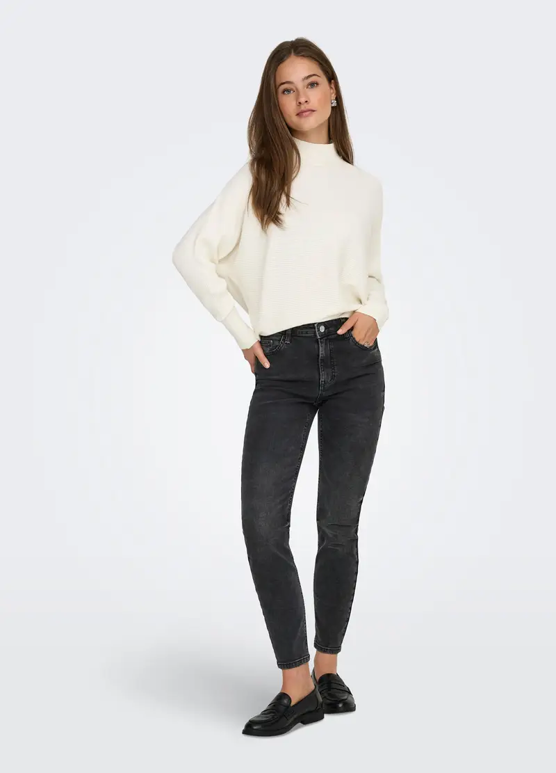 Pantaloni In Denim Stretch Donna, Unisex, Nero