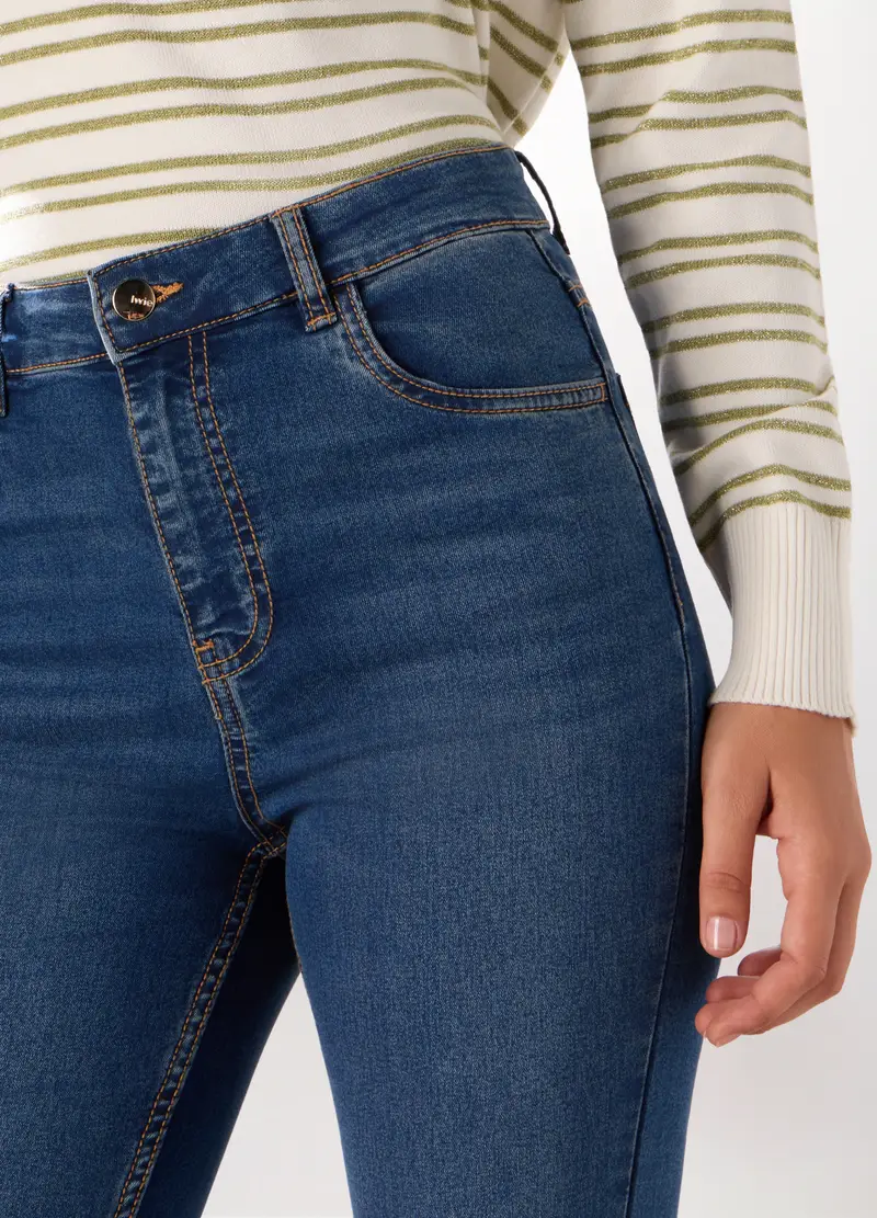 Upim, Pantaloni In Denim Stretch Misto Cotone Donna, Blu denim, Taglia: 42 miniatura 2